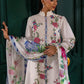 Unstitched 3 Piece Lawn Suit - White Floral