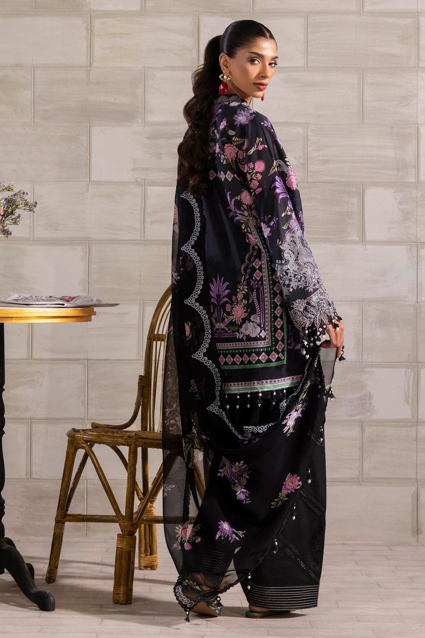 Unstitched 3 Piece Lawn Suit - Black