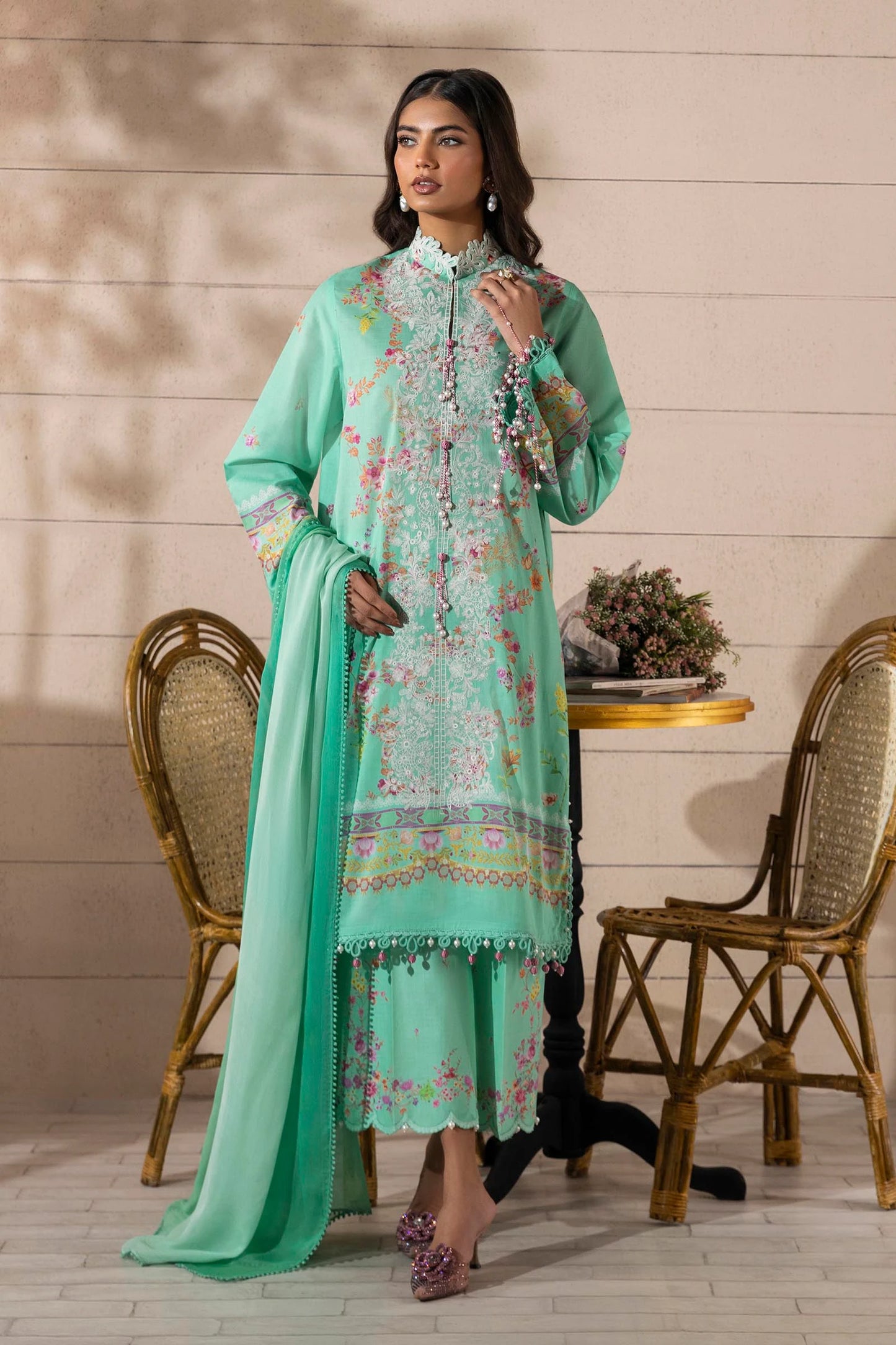 Unstitched 3 Piece Lawn Suit - Green