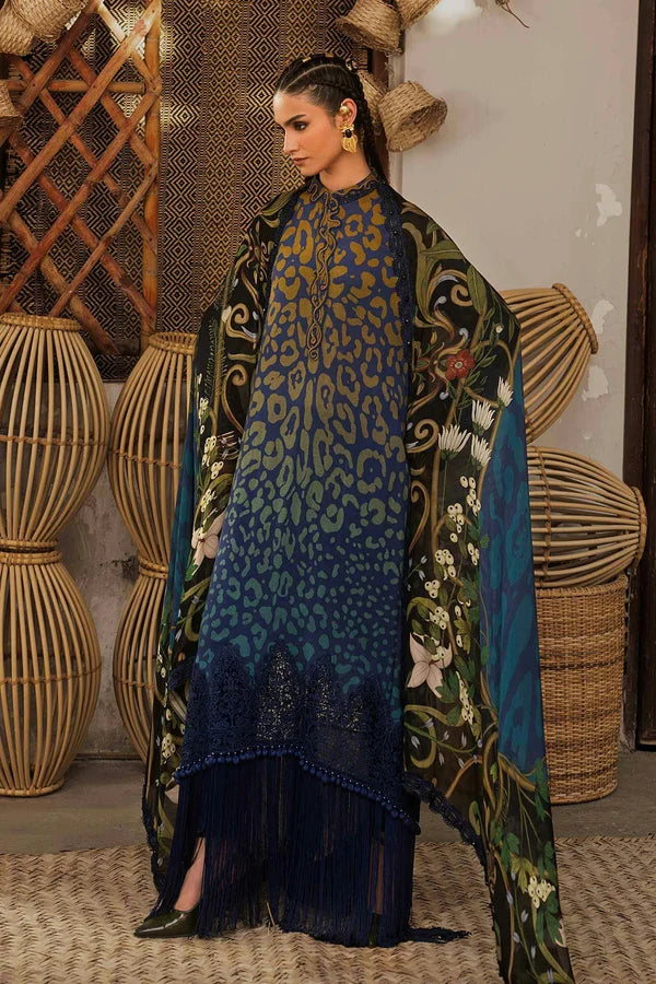Maria.B M Prints '26 - 3 Piece Unstitched Embroidered Linen Suit | MPT-3101-B