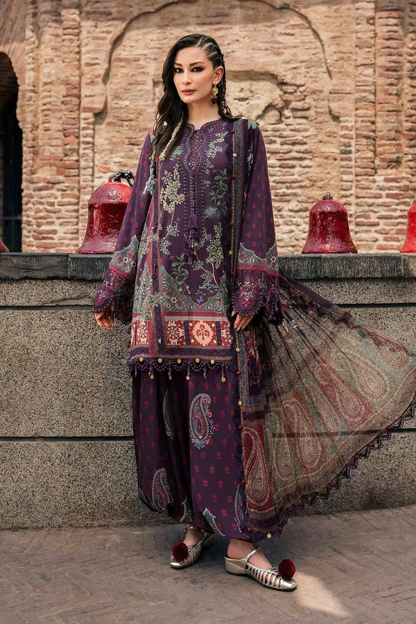 Maria.B M Prints '26 - 3 Piece Unstitched Embroidered Cambric Suit | MPT-3102-B