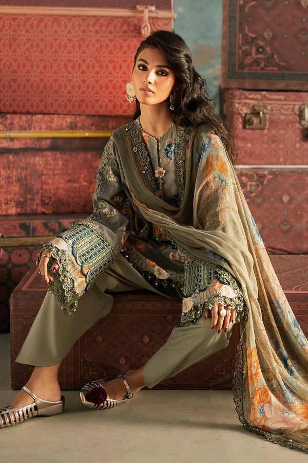 Maria.B M Prints '26 - 3 Piece Unstitched Embroidered Cambric Suit | MPT-3103-A