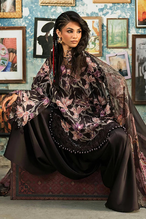 Maria.B M Prints '26 - 3 Piece Unstitched Embroidered Cambric Suit | MPT-3104-B