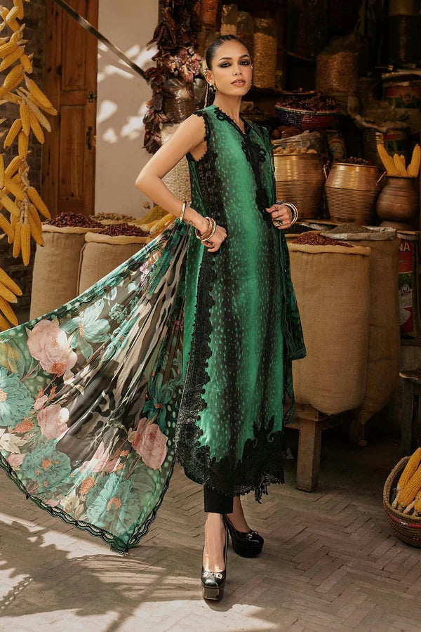 Maria.B M Prints '26 - 3 Piece Unstitched Embroidered Linen Suit | MPT-3105-A