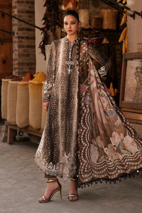 Maria.B M Prints '26 - 3 Piece Unstitched Embroidered Linen Suit | MPT-3105-B