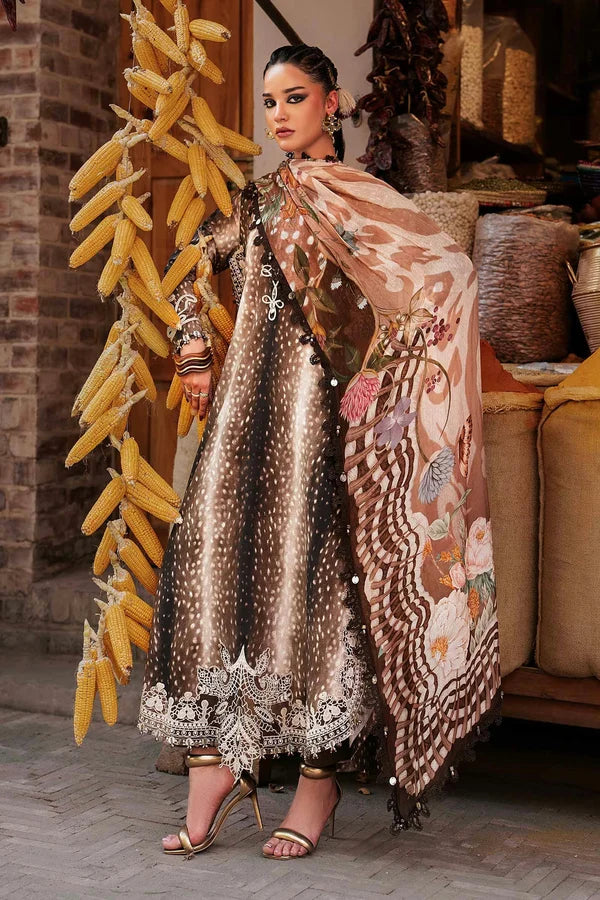Maria.B M Prints '26 - 3 Piece Unstitched Embroidered Linen Suit | MPT-3105-B