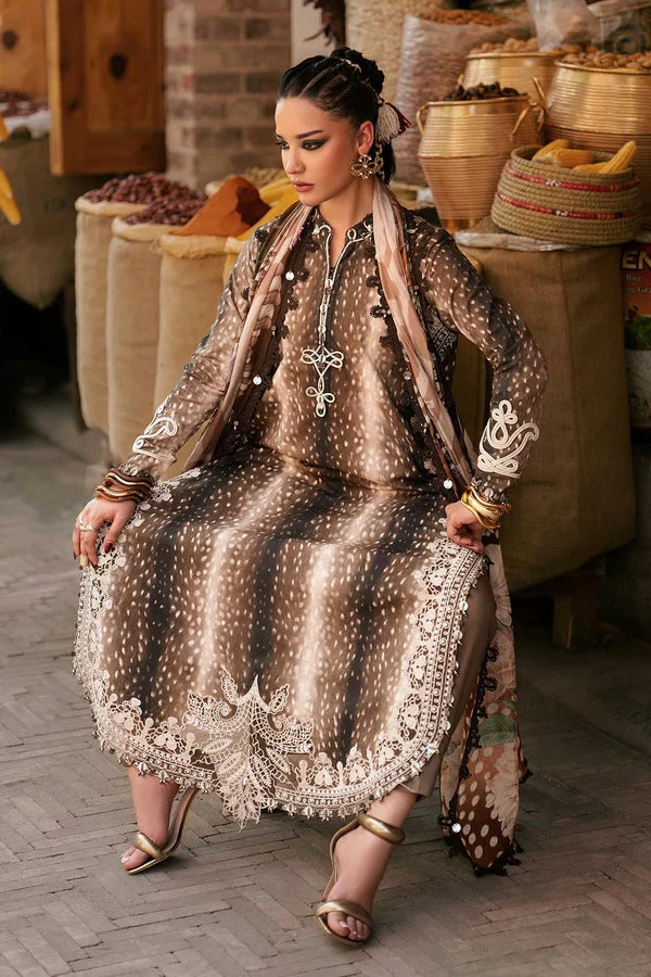 Maria.B M Prints '26 - 3 Piece Unstitched Embroidered Linen Suit | MPT-3105-B