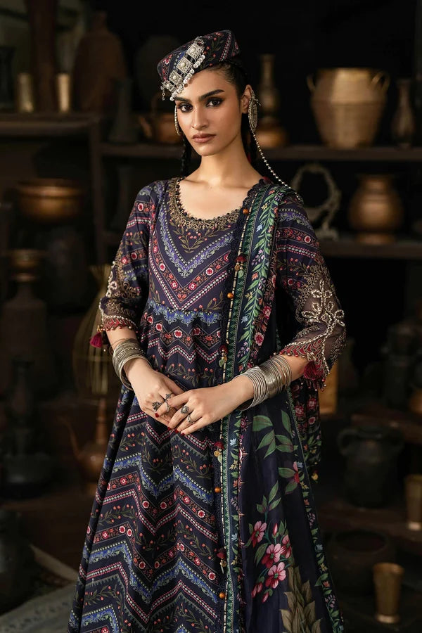 Maria.B M Prints '26 - 3 Piece Unstitched Embroidered Cambric Suit | MPT-3107-B