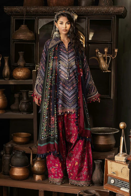 Maria.B M Prints '26 - 3 Piece Unstitched Embroidered Cambric Suit | MPT-3107-B