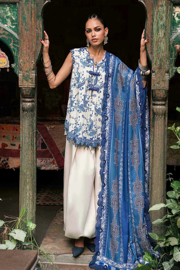 Maria.B M Prints '26 - 3 Piece Unstitched Embroidered Irish Linen Suit | MPT-3108-A
