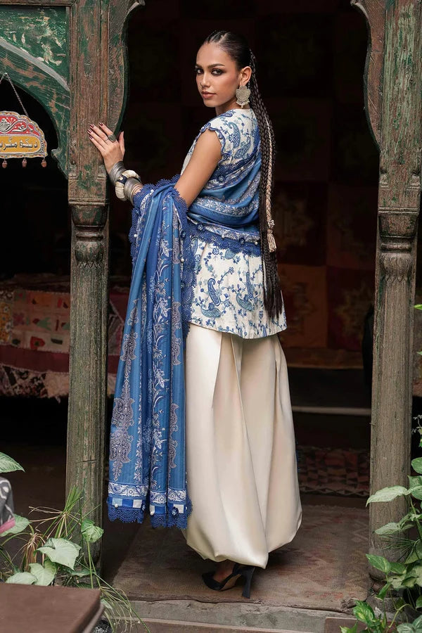 Maria.B M Prints '26 - 3 Piece Unstitched Embroidered Irish Linen Suit | MPT-3108-A