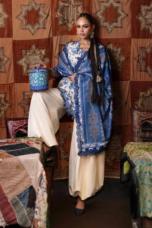Maria.B M Prints '26 - 3 Piece Unstitched Embroidered Irish Linen Suit | MPT-3108-A