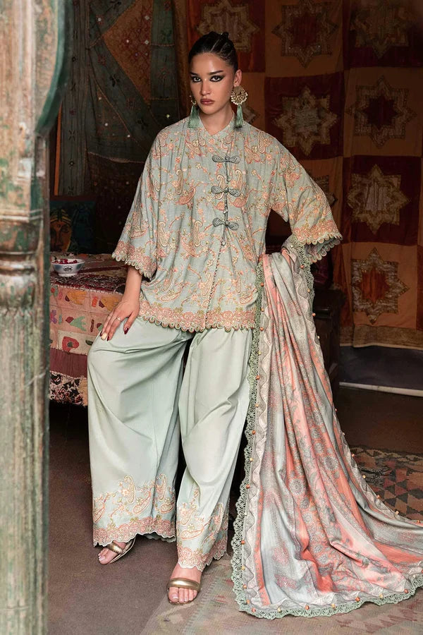 Maria.B M Prints '26 - 3 Piece Unstitched Embroidered Irish Linen Suit | MPT-3108-B