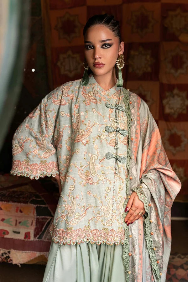 Maria.B M Prints '26 - 3 Piece Unstitched Embroidered Irish Linen Suit | MPT-3108-B