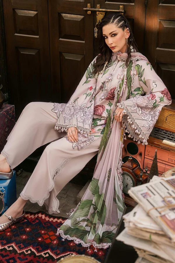 Maria.B M Prints '26 - 3 Piece Unstitched Embroidered Cambric Suit | MPT-3109-A