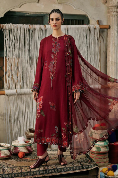 Maria.B M Prints '26 - 3 Piece Unstitched Embroidered Dobby Linen Suit | MPT-3110-A