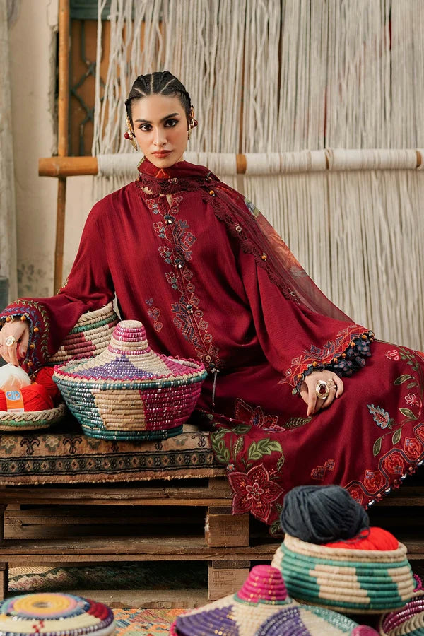 Maria.B M Prints '26 - 3 Piece Unstitched Embroidered Dobby Linen Suit | MPT-3110-A