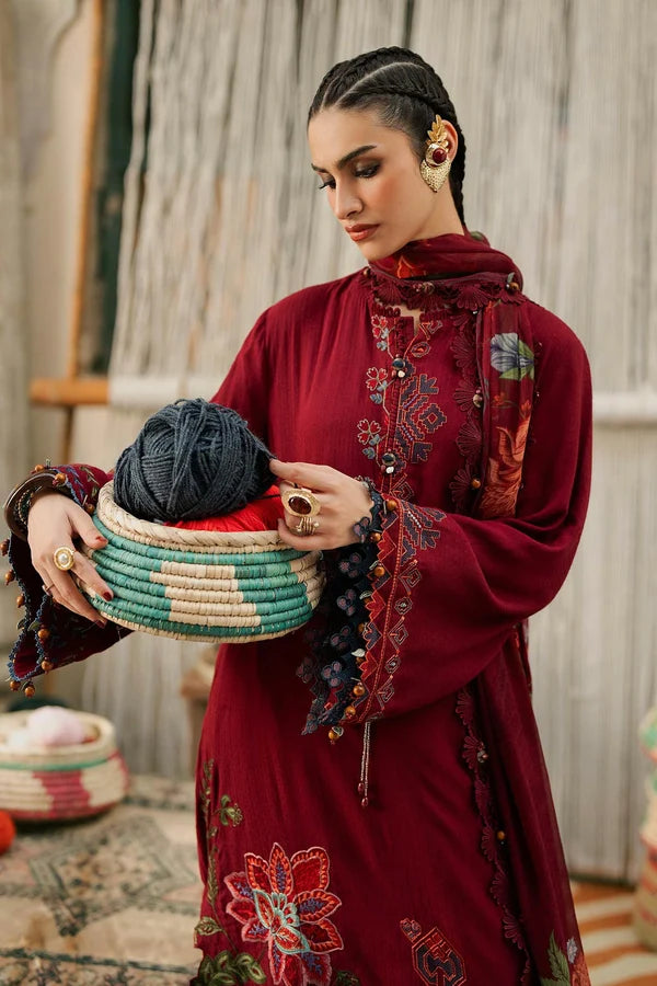 Maria.B M Prints '26 - 3 Piece Unstitched Embroidered Dobby Linen Suit | MPT-3110-A