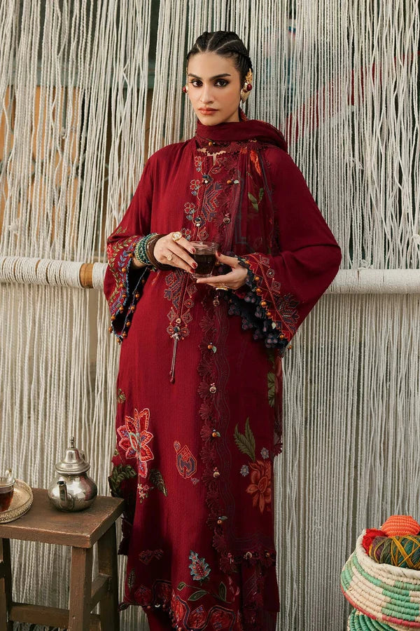 Maria.B M Prints '26 - 3 Piece Unstitched Embroidered Dobby Linen Suit | MPT-3110-A