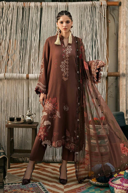 Maria.B M Prints '26 - 3 Piece Unstitched Embroidered Dobby Linen Suit | MPT-3110-B