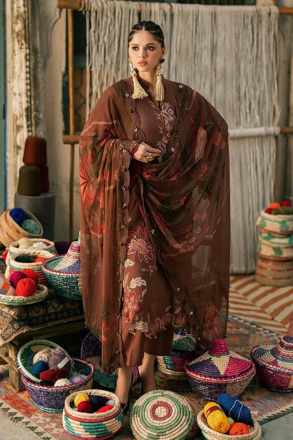 Maria.B M Prints '26 - 3 Piece Unstitched Embroidered Dobby Linen Suit | MPT-3110-B