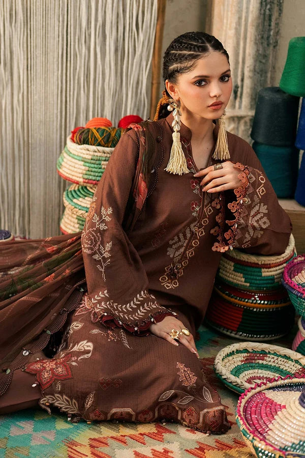 Maria.B M Prints '26 - 3 Piece Unstitched Embroidered Dobby Linen Suit | MPT-3110-B