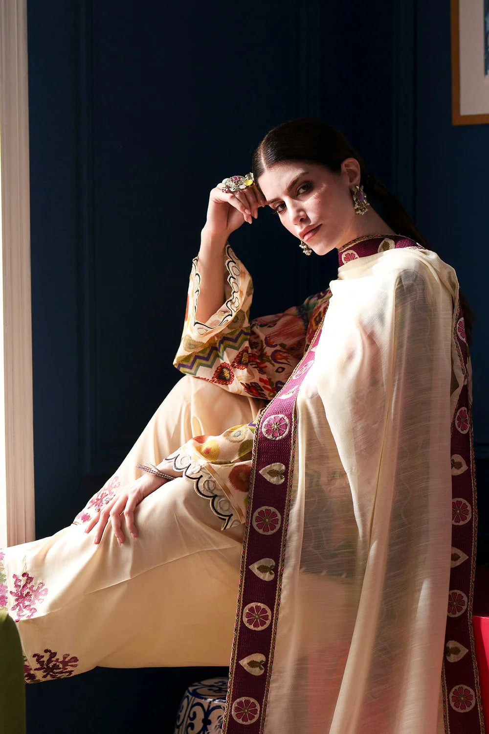 Ethnc Rozana '26 - Embroidered Suit | E4484/103/115