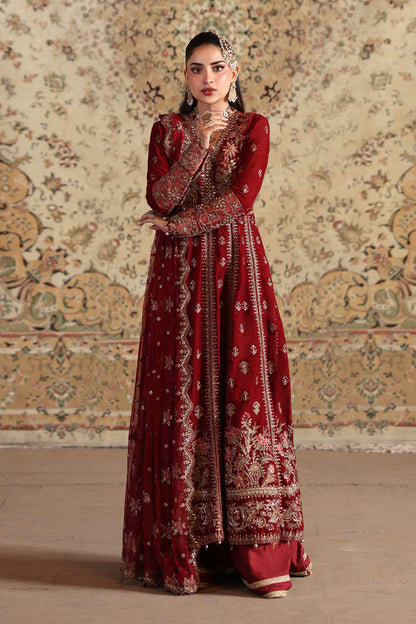 Maria.B Luxury Formals Velvet '26 - 3 Piece Embroidered Velvet Suit | SFW2501-RED