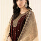 Maria.B Luxury Formals Velvet '26 - 3 Piece Embroidered Velvet Suit | SFW2509-MRN