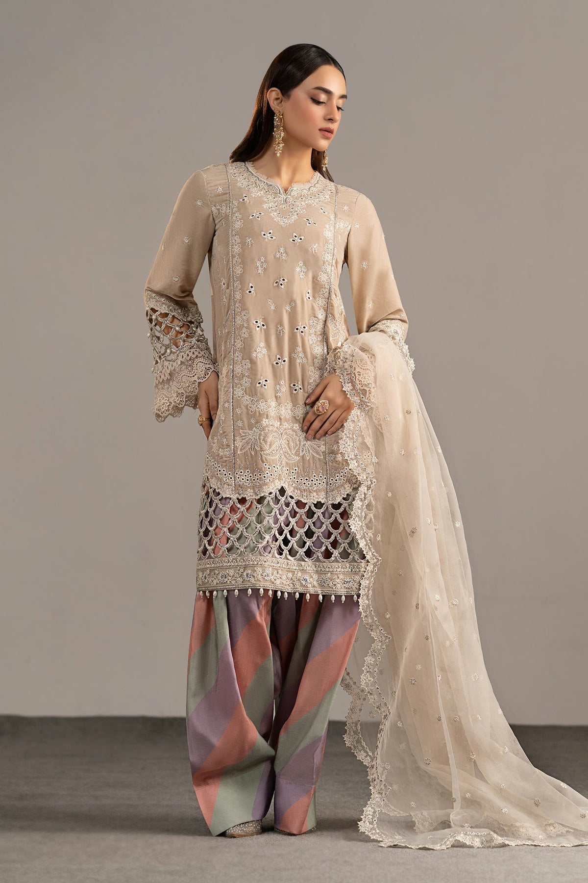 Maria.B Luxury Formals Velvet '26 - 3 Piece Embroidered Velvet Suit | SFW2533-OFW