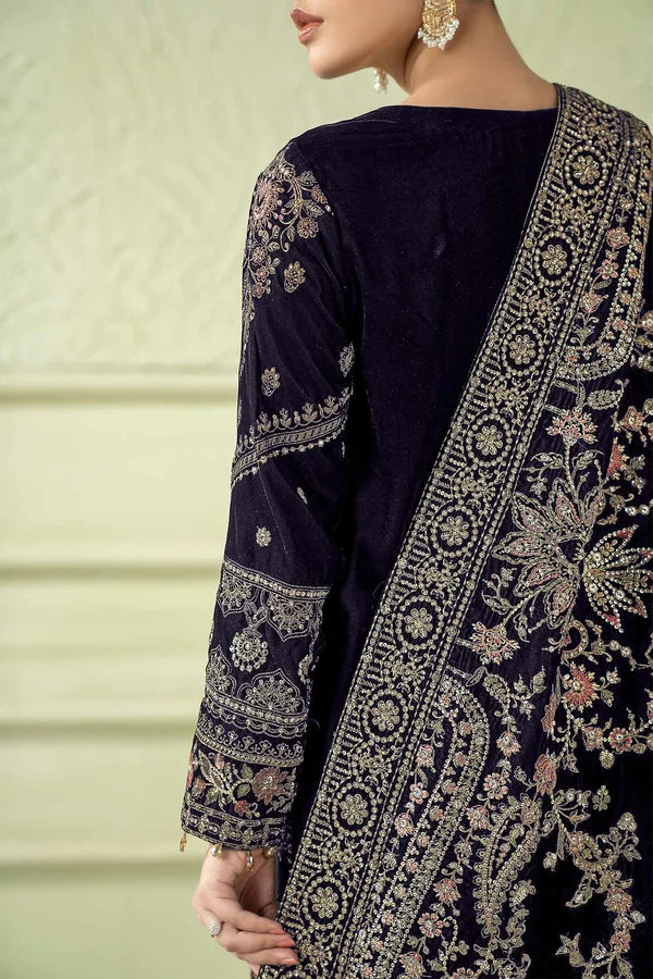 Maria.B Luxury Formals Velvet '26 - 3 Piece Embroidered Velvet Suit | SFW2546-PRP