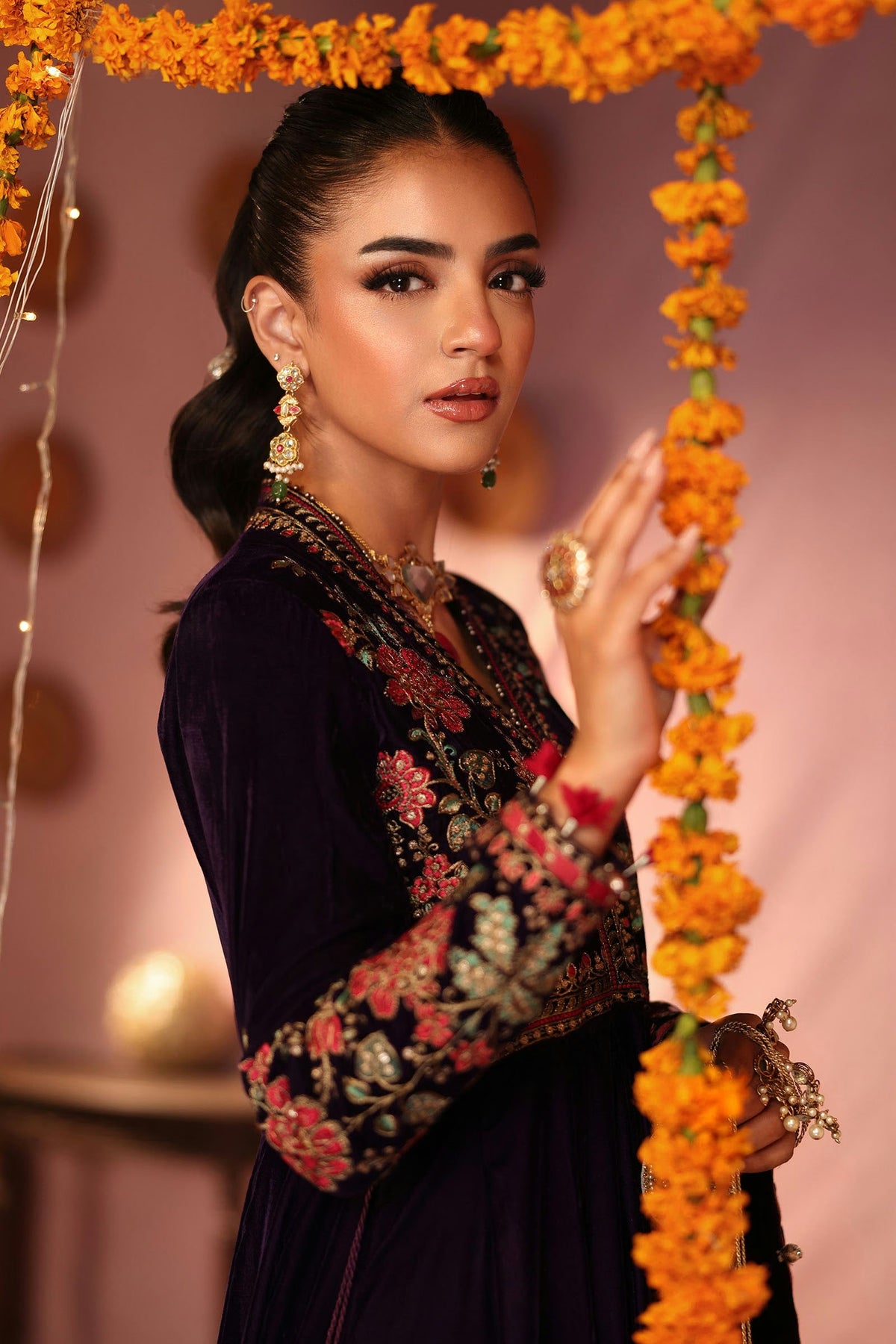 Maria.B Luxury Formals Velvet '26 - 3 Piece Embroidered Velvet Suit | SFW2559-PRP