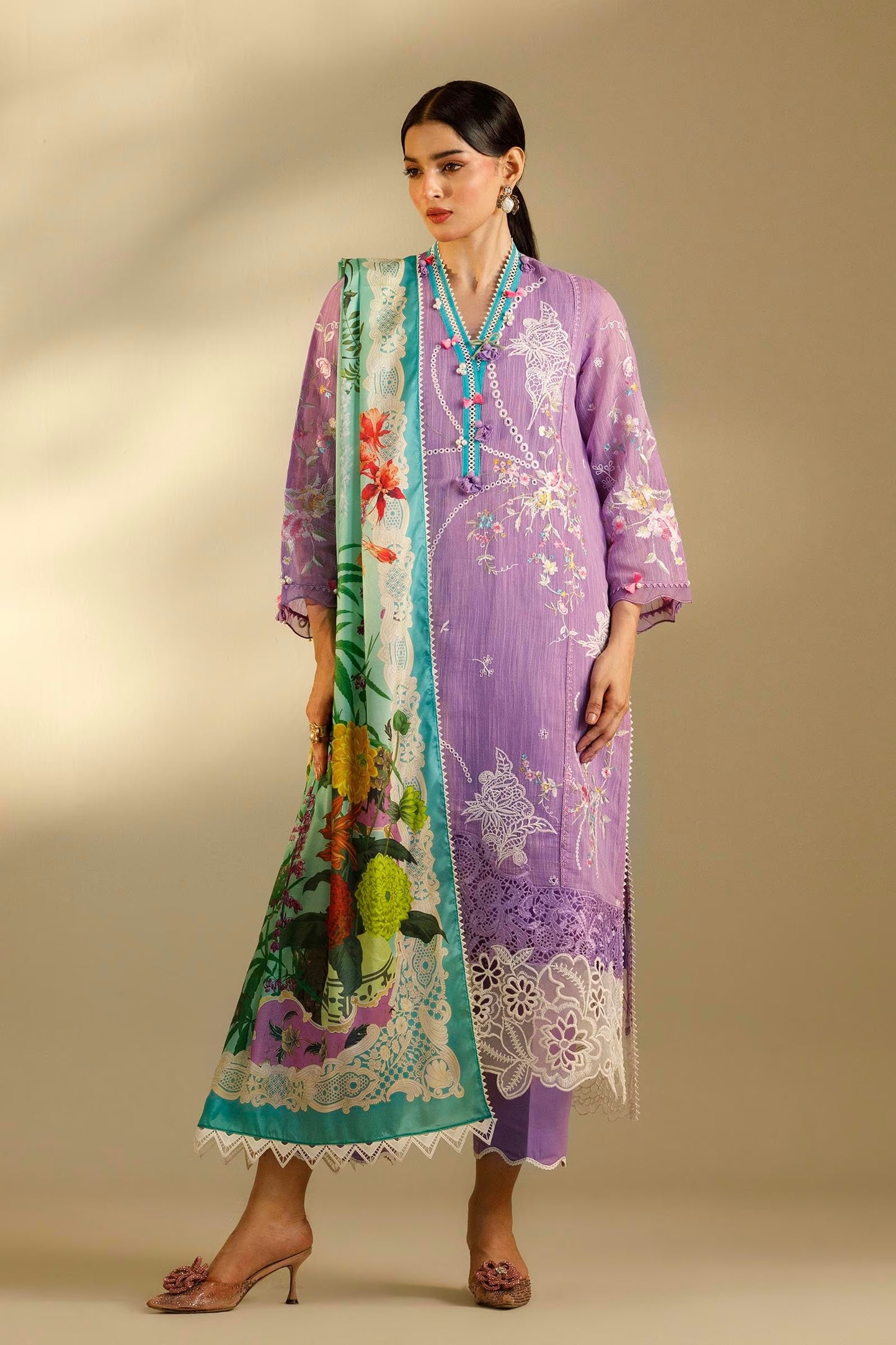 Sana Safinaz Unstitched Embroidered 3 Piece Muzlin Suit | M262-010b-cl