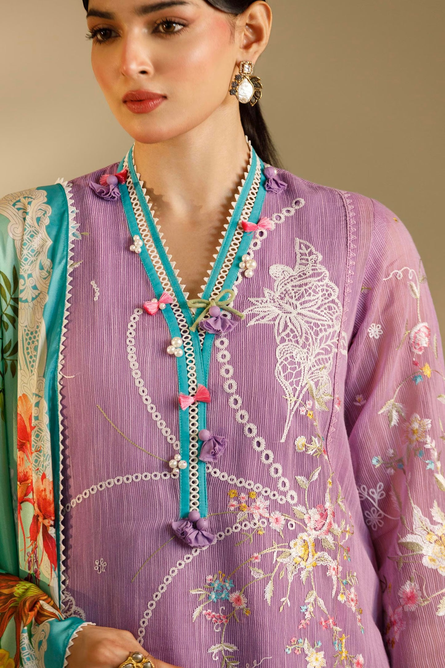 Sana Safinaz Unstitched Embroidered 3 Piece Muzlin Suit | M262-010b-cl