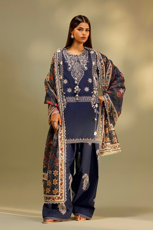 Sana Safinaz Unstitched Embroidered 3 Piece Muzlin Suit | M262-001b-ct