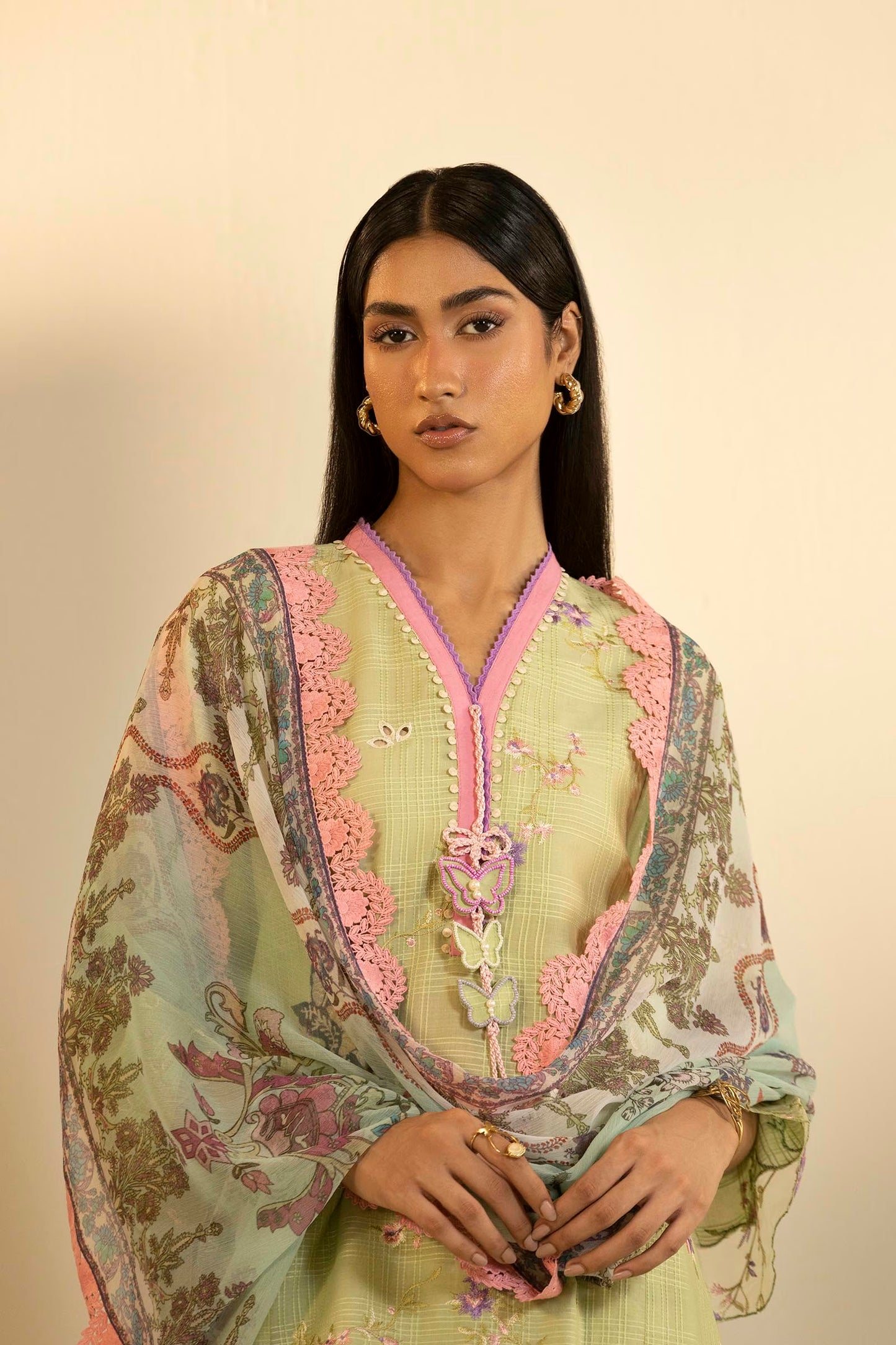 Sana Safinaz Unstitched Embroidered 3 Piece Muzlin Suit | M262-013b-cj
