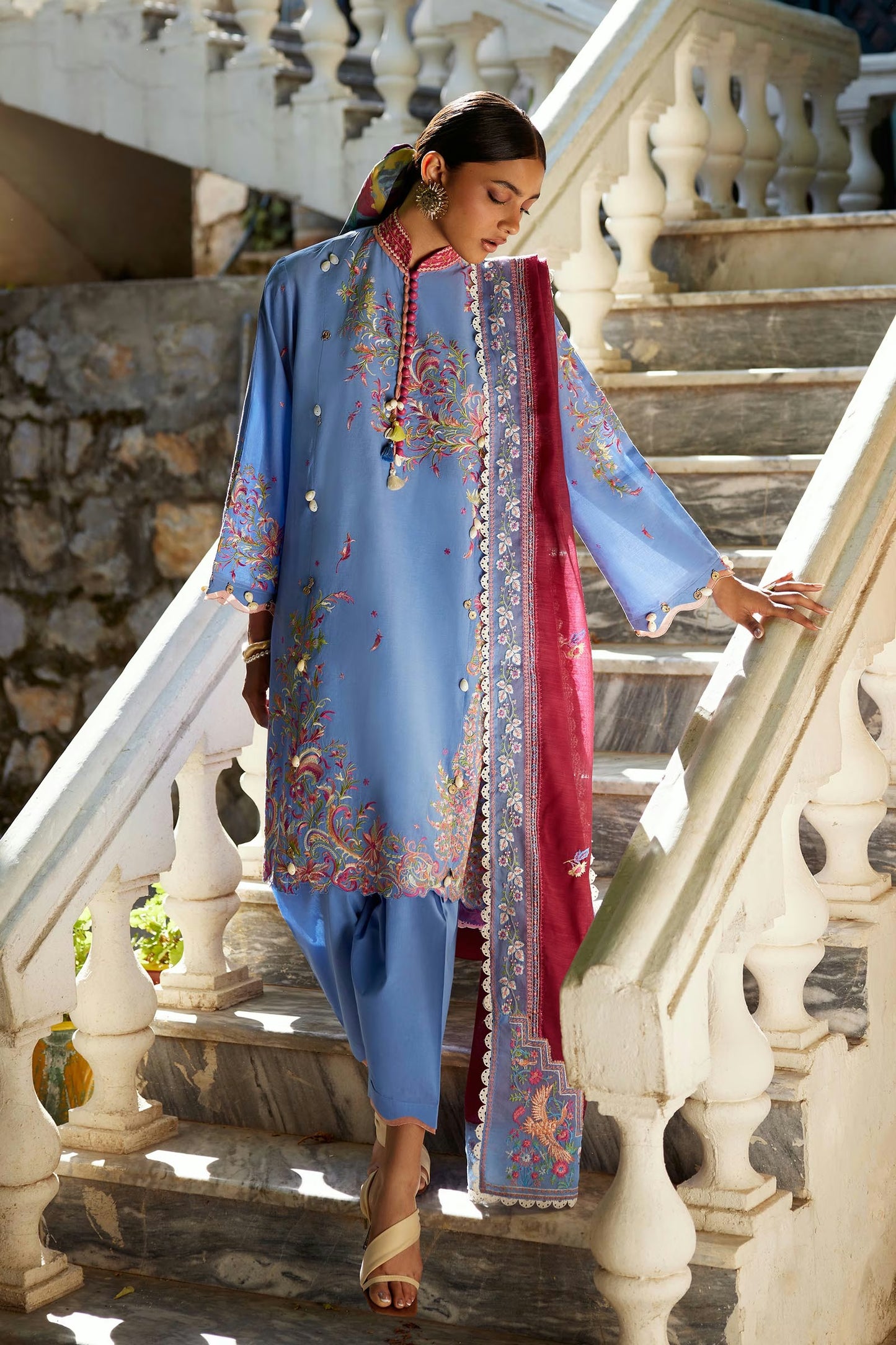 Sana Safinaz Unstitched Embroidered 3 Piece Muzlin Suit | M262-016a-dc