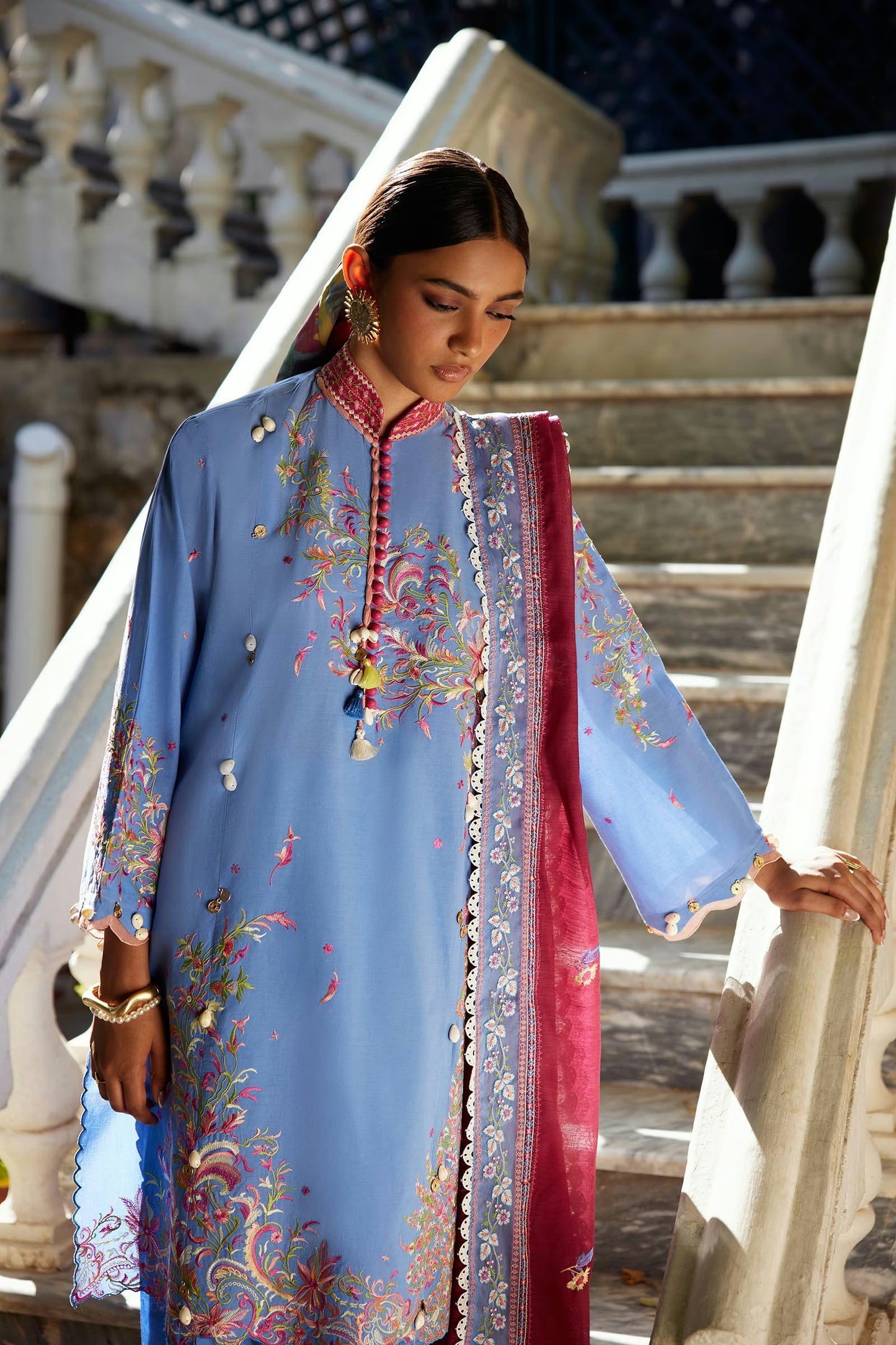 Sana Safinaz Unstitched Embroidered 3 Piece Muzlin Suit | M262-016a-dc