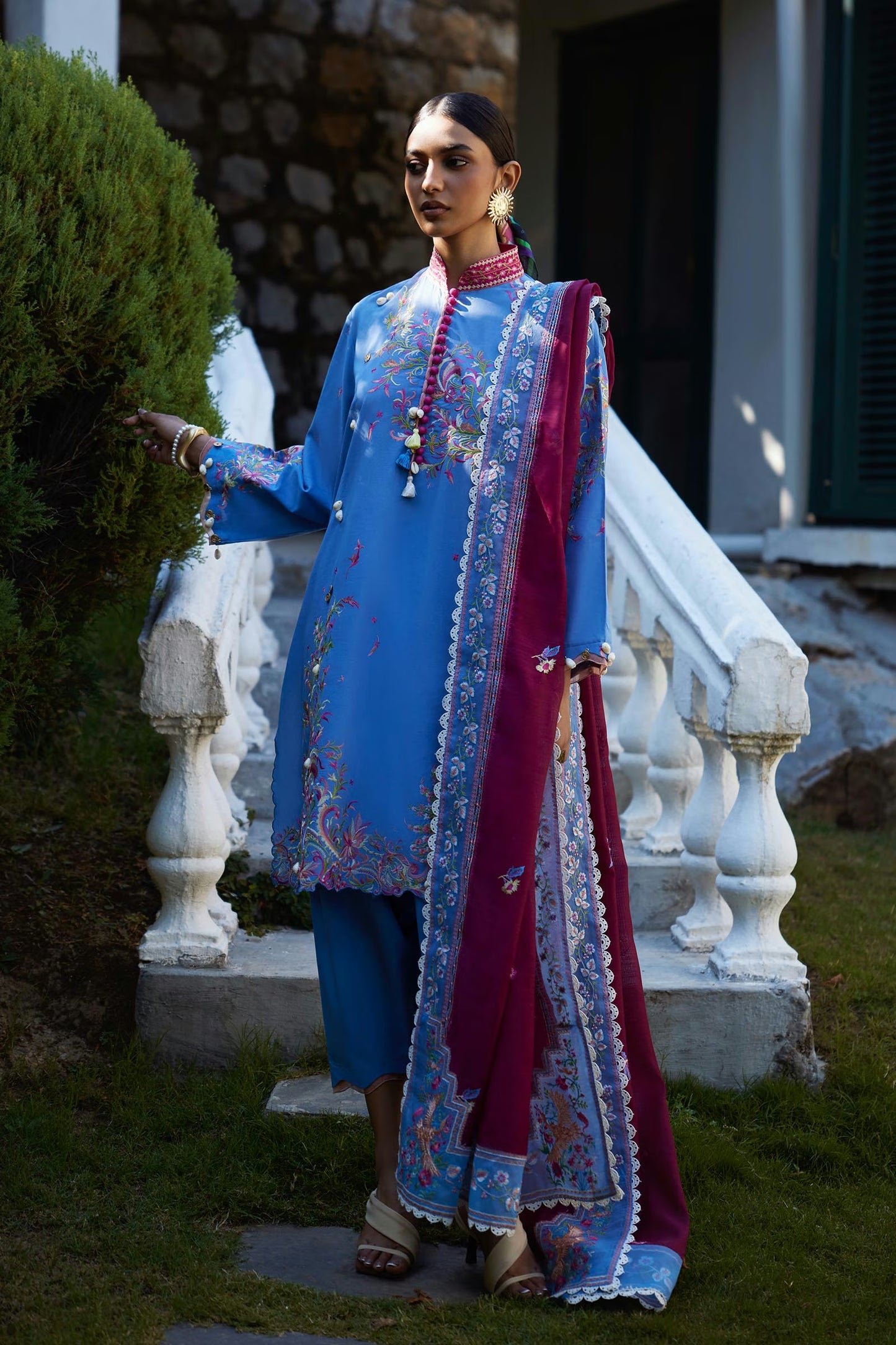 Sana Safinaz Unstitched Embroidered 3 Piece Muzlin Suit | M262-016a-dc
