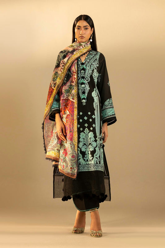 Sana Safinaz Unstitched Embroidered 3 Piece Muzlin Suit | M262-018a-dd
