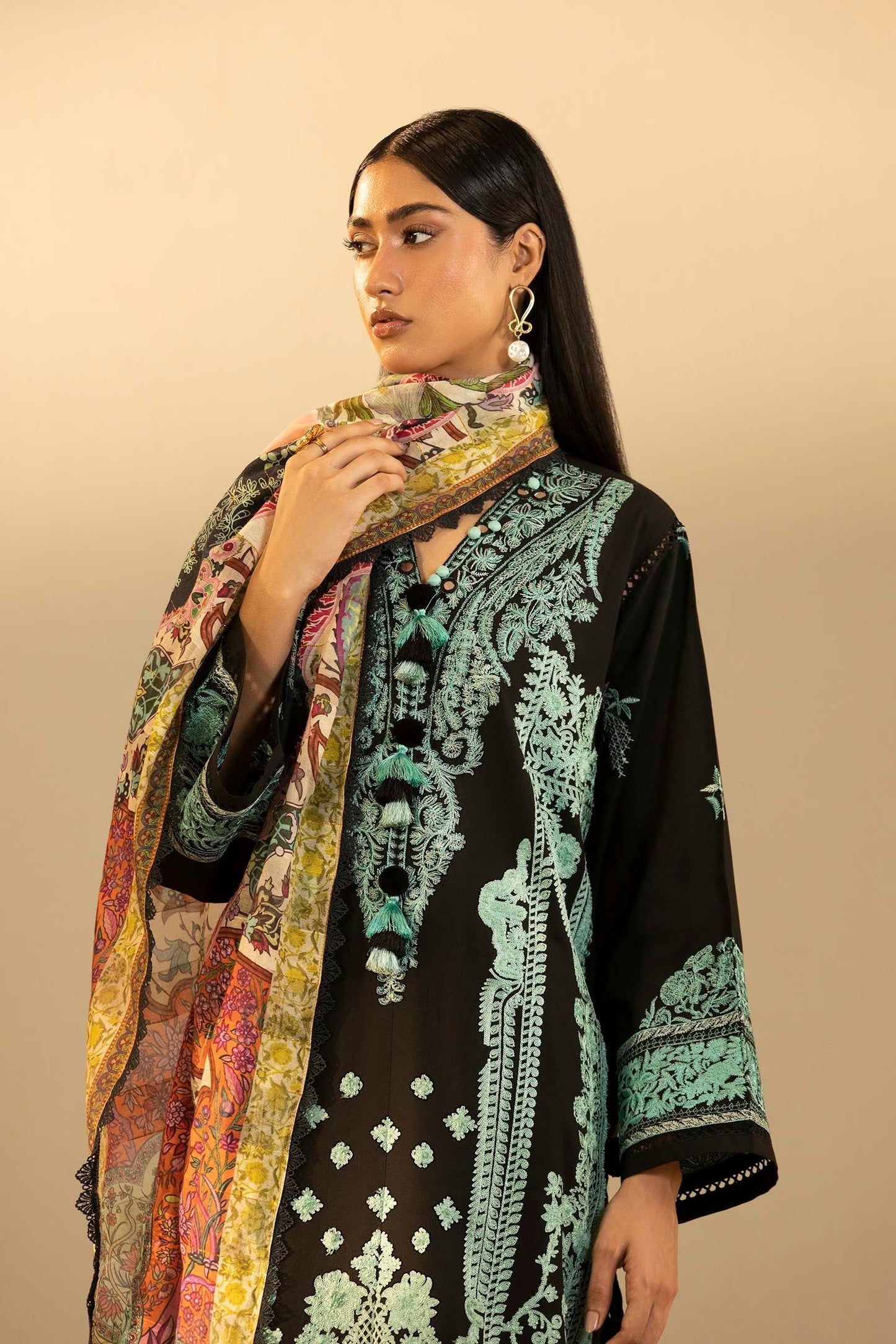 Sana Safinaz Unstitched Embroidered 3 Piece Muzlin Suit | M262-018a-dd