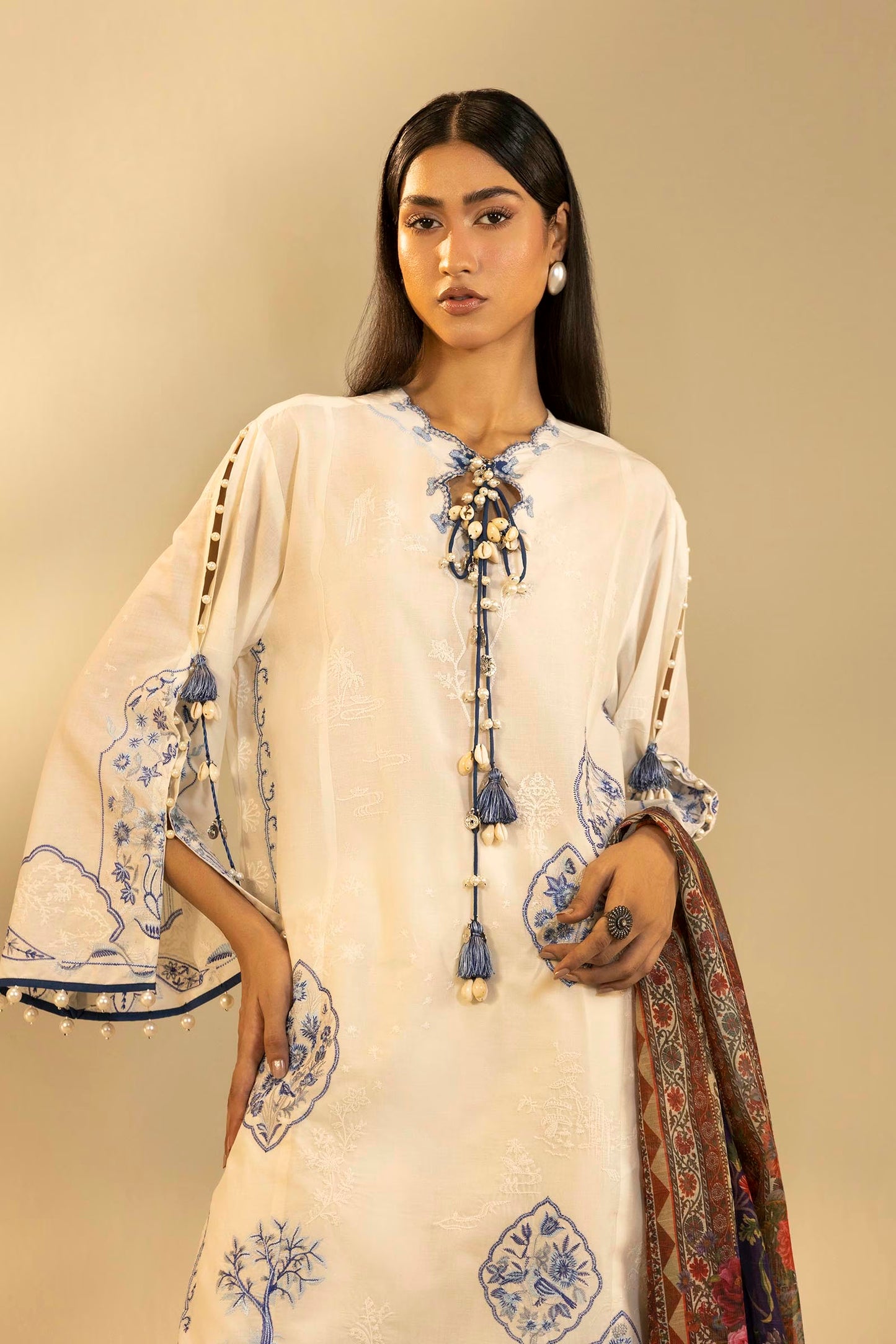 Sana Safinaz Unstitched Embroidered 3 Piece Muzlin Suit | M262-020a-dc