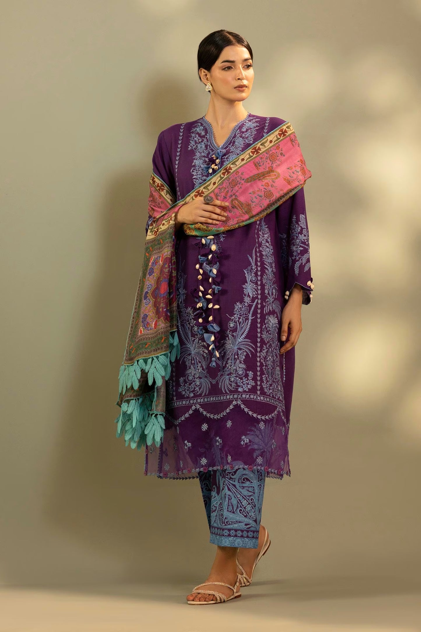 Sana Safinaz Unstitched Embroidered 3 Piece Muzlin Suit | M262-002b-dc
