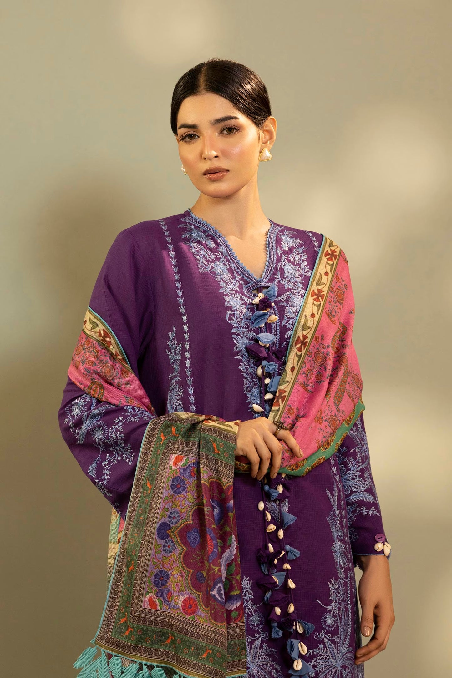 Sana Safinaz Unstitched Embroidered 3 Piece Muzlin Suit | M262-002b-dc