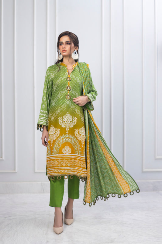 Erum Misha Printed Lawn Collection Green Suit-Set